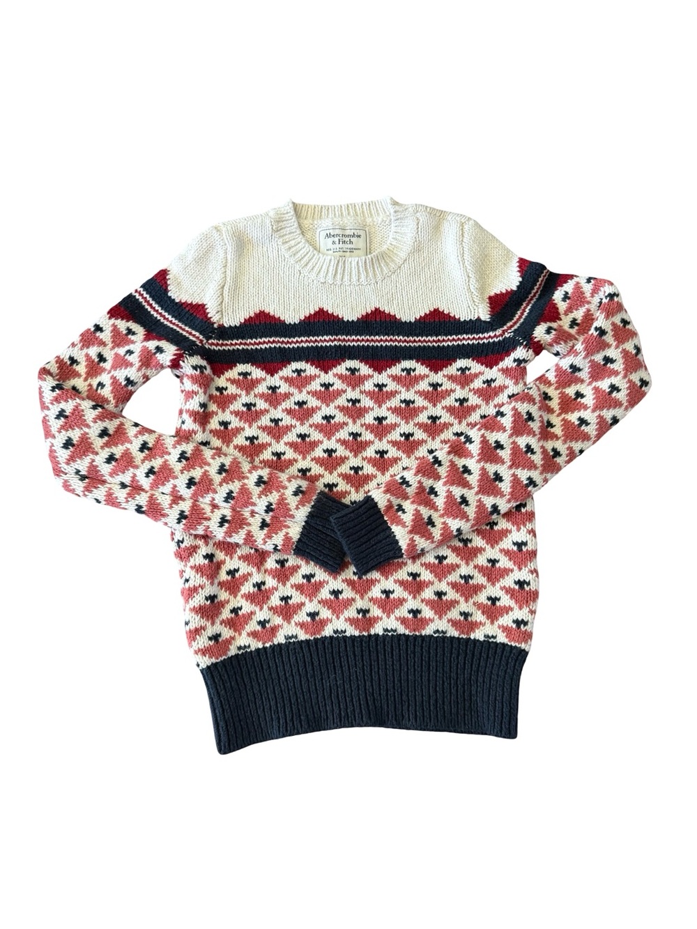 Y2K Abercrombie & Fitch Fair Isle Sweater XS 2000s Nordic Ski Knit Cotton